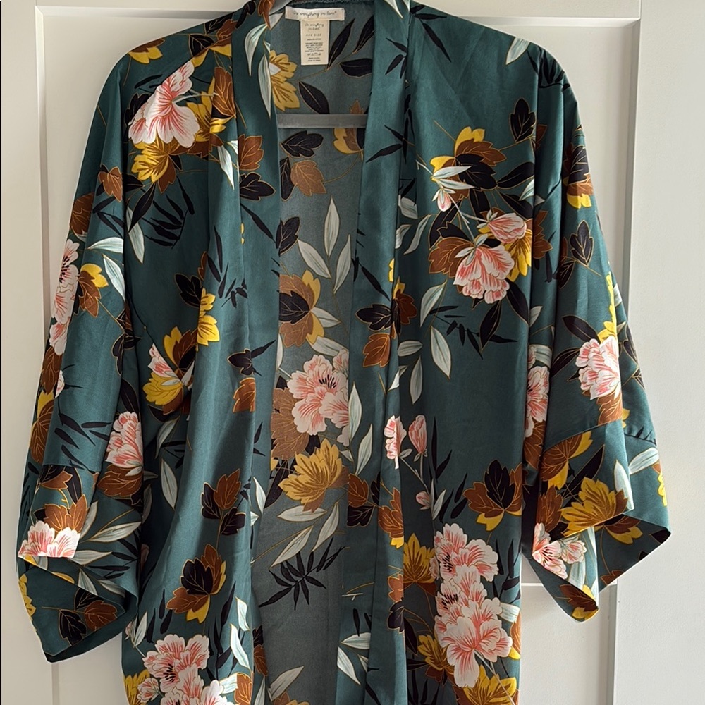 Do Everything in Love Floral Kimono - Green and Yellow